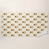 スカンジナビアの刺激を受けたなオレンジ花パターン ビーチタオル (正面)