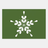 スカンジナビアの北欧クリスマスの星ホワイトグリーン ラッピングペーパーシート (正面3)