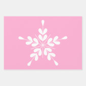 スカンジナビアの北欧クリスマスの星ホワイトピンク ラッピングペーパーシート (正面3)