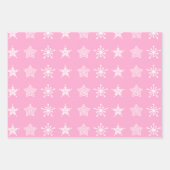 スカンジナビアの北欧クリスマスの星ホワイトピンク ラッピングペーパーシート (正面)