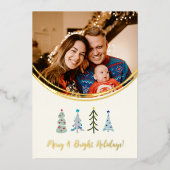 スカンジナビアの可愛いクリスマスツリー 箔シーズンカード (正面)