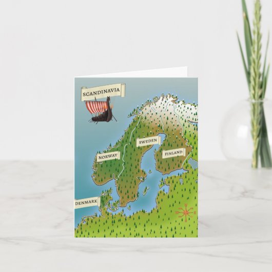 スカンジナビアの地図 ノートカード (正面)