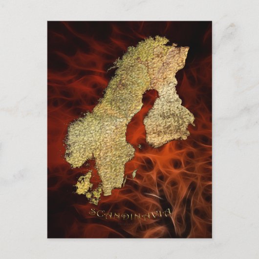 スカンジナビアの地図 ポストカード (正面)