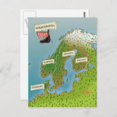 スカンジナビアの地図 ポストカード (正面/裏面)