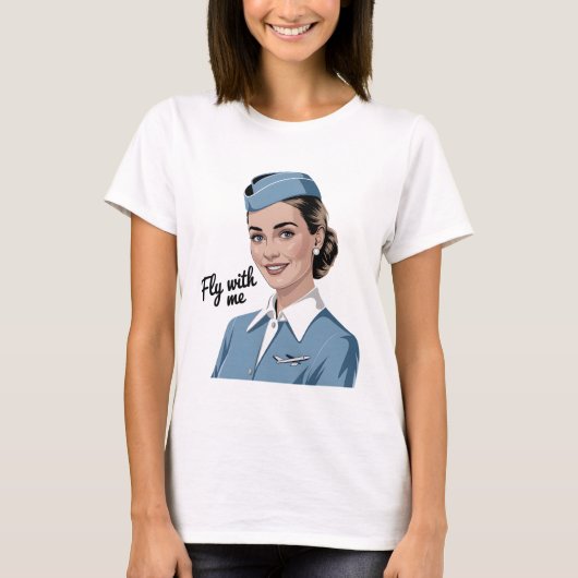 スカンジナビアの女性客室乗務員 ウィメンズ ベーシック Tシャツ (正面)