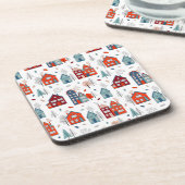 スカンジナビアの家の民芸パターン コースター (左側)