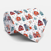 スカンジナビアの家の民芸パターン ネクタイ (ロール)
