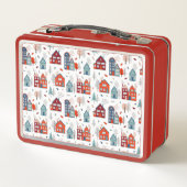 スカンジナビアの家の民芸パターン メタルランチボックス (裏面)