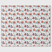 スカンジナビアの家の民芸パターン ラッピングペーパー (フラット)