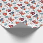 スカンジナビアの家の民芸パターン ラッピングペーパー (角)