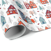 スカンジナビアの家の民芸パターン ラッピングペーパー (ロールコーナー)