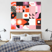スカンジナビアの幾何学的:カラフルアートワークのパターン キャンバスプリント (インサイチュ (寝室))