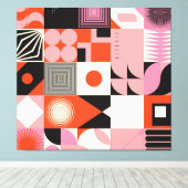 スカンジナビアの幾何学的:カラフルアートワークのパターン キャンバスプリント (インサイチュ (ウッドフロア))