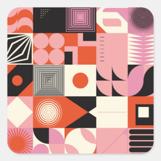 スカンジナビアの幾何学的：カラフルアートワークのパターン スクエアシール