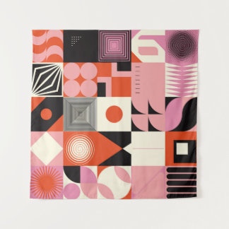 スカンジナビアの幾何学的：カラフルアートワークのパターン タペストリー