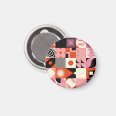 スカンジナビアの幾何学的：カラフルアートワークのパターン マグネット (正面/裏面)