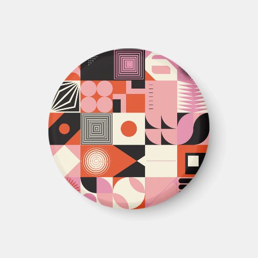 スカンジナビアの幾何学的：カラフルアートワークのパターン マグネット (正面)