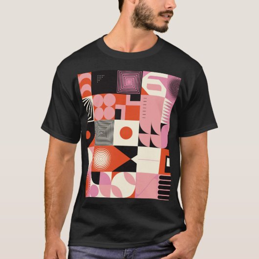 スカンジナビアの幾何学的:カラフルアートワークのパターン Tシャツ (正面)