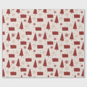 スカンジナビアの木と雪の結晶の冬のクリスマス ラッピングペーパー (フラット)