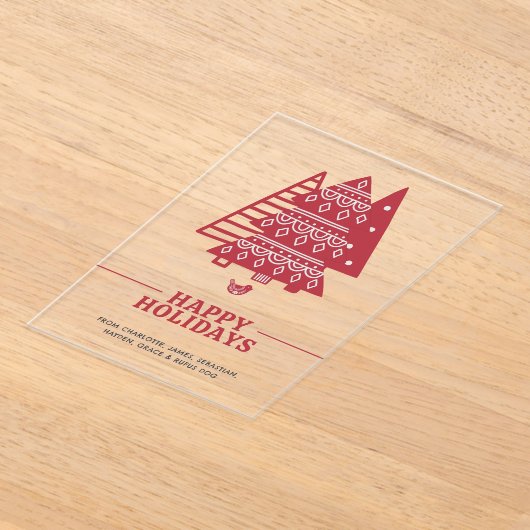 スカンジナビアの木の北欧クリスマスパーソナライズされた アクリル招待状 (レイダウン)