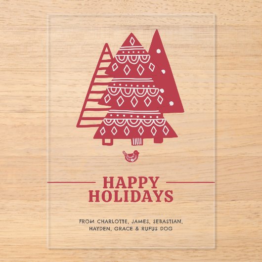 スカンジナビアの木の北欧クリスマスパーソナライズされた アクリル招待状 (正面)
