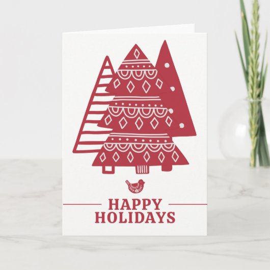 スカンジナビアの木の北欧クリスマスパーソナライズされた シーズンカード (正面)