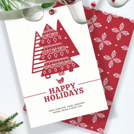スカンジナビアの木の北欧クリスマスパーソナライズされた シーズンカード