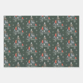 スカンジナビアの木トナカイフローラ動物スノーフレーク ラッピングペーパーシート (正面2)