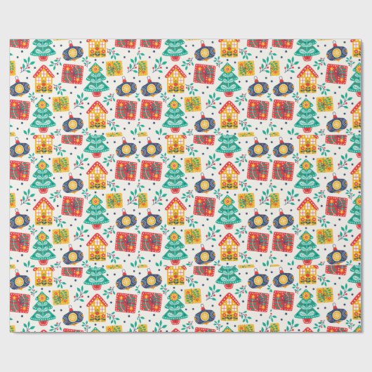 スカンジナビアの森のクリスマスキッズクリスマス ラッピングペーパー (フラット)