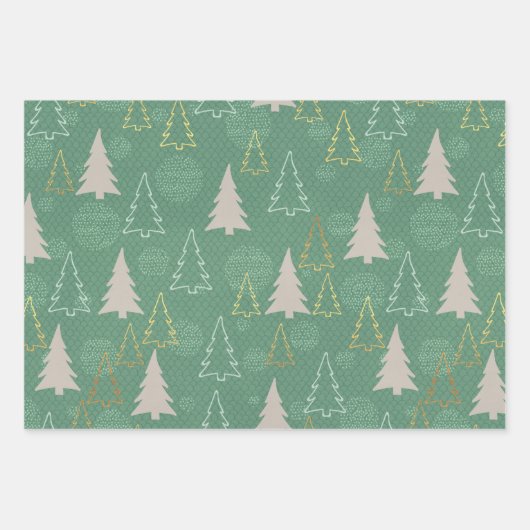 スカンジナビアの森のクリスマスツリーセット3 ラッピングペーパーシート (正面2)