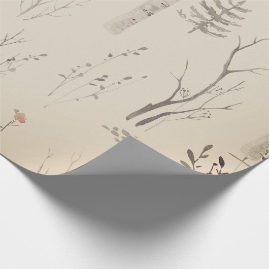 スカンジナビアの森のパターンのクリスマスプレゼントラップ ラッピングペーパー (角)