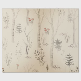 スカンジナビアの森のパターンのクリスマスプレゼントラップ ラッピングペーパー