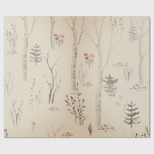 スカンジナビアの森のパターンのクリスマスプレゼントラップ ラッピングペーパー (シーム)