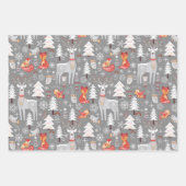 スカンジナビアの森林の動物のクリスマスホリデー ラッピングペーパーシート (正面3)