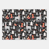 スカンジナビアの森林の動物のクリスマスホリデー ラッピングペーパーシート (正面2)