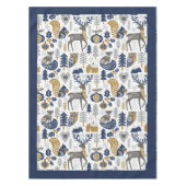 スカンジナビアの森林の動物の雪の結晶クリスマス テーブルクロス (正面)