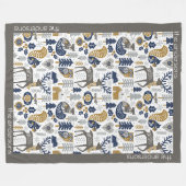 スカンジナビアの森林の動物の雪の結晶クリスマス フリースブランケット (正面(横))