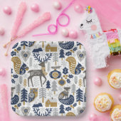 スカンジナビアの森林の動物の雪の結晶クリスマス ペーパープレート (パーティー)