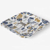 スカンジナビアの森林の動物の雪の結晶クリスマス ペーパープレート (傾斜あり)