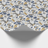 スカンジナビアの森林の動物の雪の結晶クリスマス ラッピングペーパー (角)