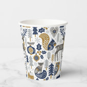 スカンジナビアの森林の動物の雪の結晶クリスマス 紙コップ (正面)