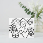 スカンジナビアの民俗アート ミニマル イラスト ポストカード (スタンド正面)