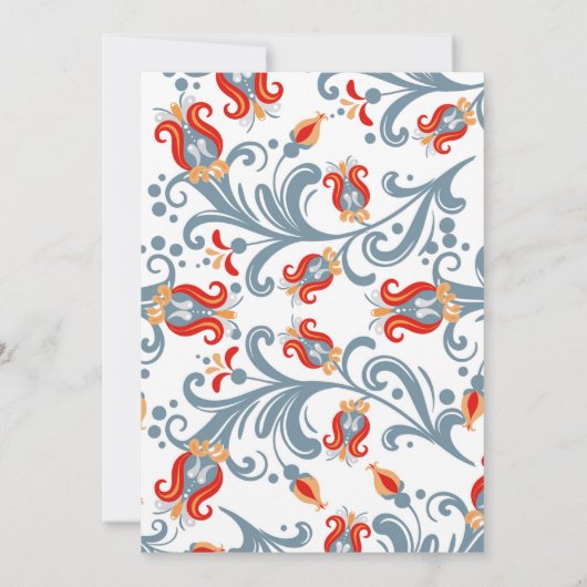 スカンジナビアの民俗芸術のウェディング招待状 青 招待状 (裏面)