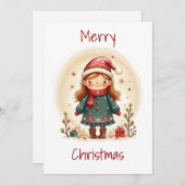 スカンジナビアの民俗芸術スタイルのシンプルなホリデーカード シーズンカード (正面/裏面)