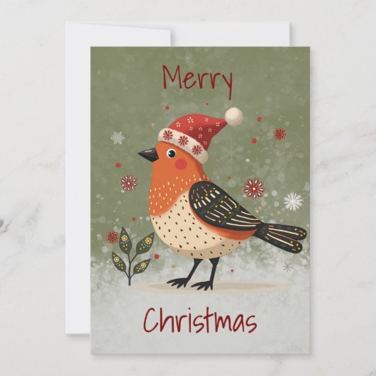 スカンジナビアの民俗芸術スタイルのシンプルなホリデーカード シーズンカード (正面)