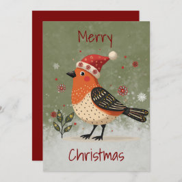 スカンジナビアの民俗芸術スタイルのシンプルなホリデーカード シーズンカード