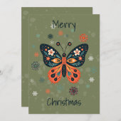 スカンジナビアの民俗芸術スタイルのシンプルなホリデーカード シーズンカード (正面/裏面)