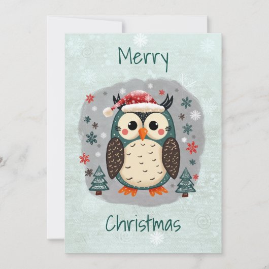 スカンジナビアの民俗芸術スタイルのフラットホリデーカード シーズンカード (正面)