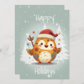 スカンジナビアの民俗芸術スタイルのフラットホリデーカード シーズンカード (正面/裏面)