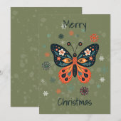 スカンジナビアの民俗芸術スタイルのフラットホリデーカード シーズンカード (正面/裏面)